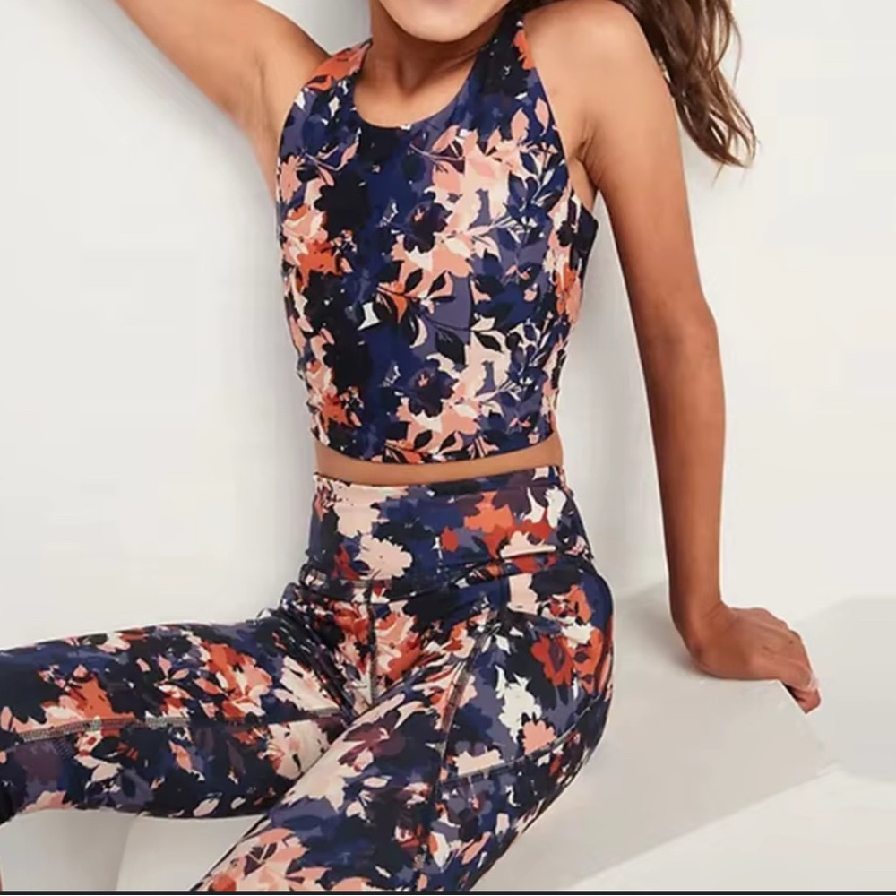Old Navy Blue and Orange Floral Activewear Set
